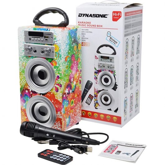 Dynasonic Karaoke 025 Coluna Bluetooth com Karaoke + Microfone Multicolor