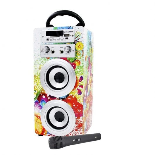 Dynasonic Karaoke 025 Coluna Bluetooth com Karaoke + Microfone Multicolor