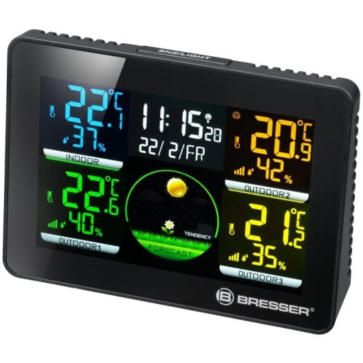 Bresser Thermo Hygro Quadro NLX Estação Meteorológica 3 Sensores Exteriores