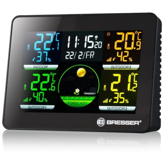 Bresser Thermo Hygro Quadro NLX Estação Meteorológica 3 Sensores Exteriores
