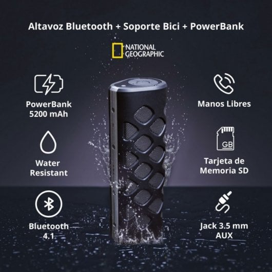 National Geographic Altavoz Inalámbrico Bluetooth  + PowerBank 5200mAh