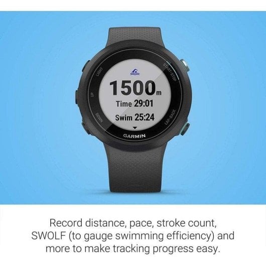 Garmin Swim 2 GPS 42mm MIP Noir Taille Unique Étanche 5ATM Pulsomètre Suivi Sommeil