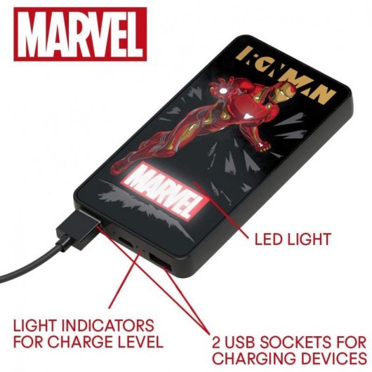 Powerbank Tribe Lumina Iron Man con LED 6000 mAh