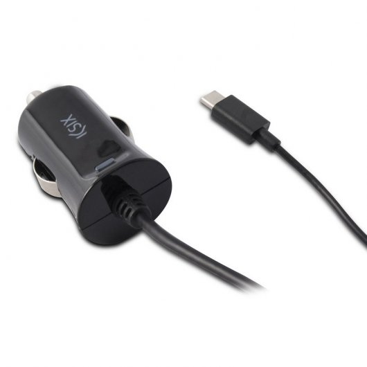 Ksix Cargador de Coche USB Tipo C 2.4A 1m Negro