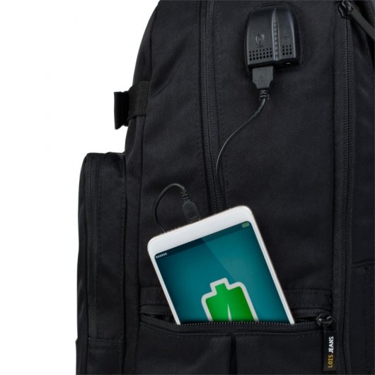 Lois Dilingham Mochila Reforzada para Portátil hasta 15" con USB y MiniJack Negro