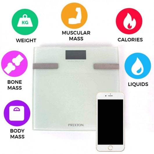 Prixton BC200 Balança de Casa de Banho Bluetooth Branca