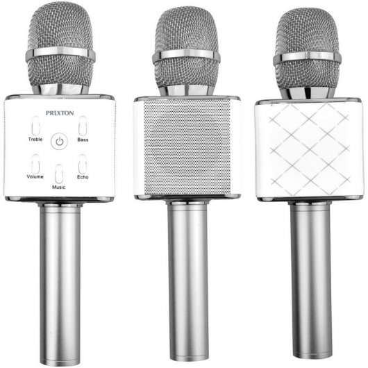 Prixton Micrófono Inalámbrico Bluetooth con Karaoke Plata