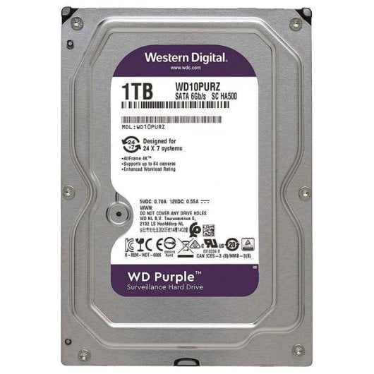 Disco Duro Western Digital Purple 1TB HDD 3.5" SATA III 210 MiB/s Videoueberwachung