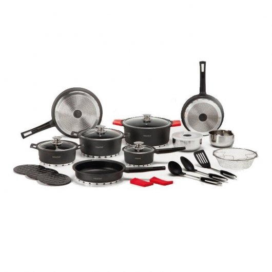 Newchef Batería de Cocina de Aluminio Fundido 27 piezas