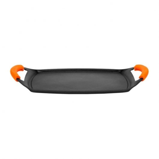NewChef Plancha de Cocina Aluminio Fundido con Mangos de Silicona Naranjas