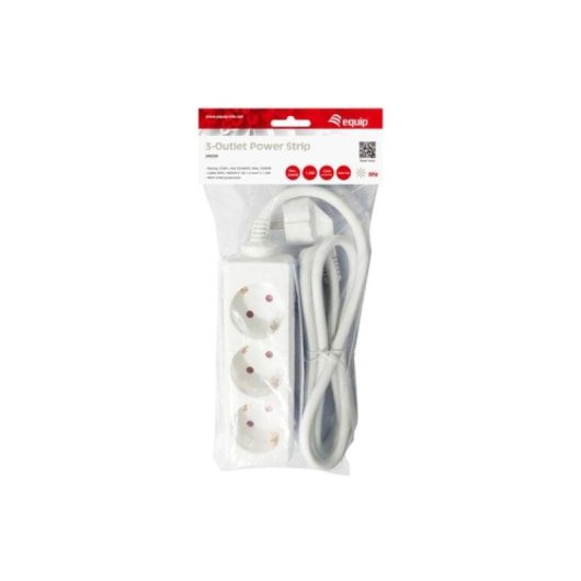 Multiprise Equip 245550 3 Prises Interrupteur 1,5 m Blanche Intérieur