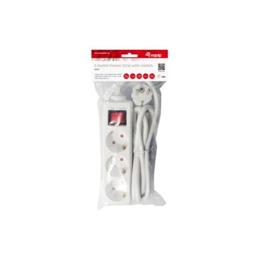 Multiprise Equip 245551 3 Prises Interrupteur Protection Enfant 1,5 m Blanc