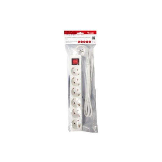 Regleta Equip 245552 6 Tomas con Interruptor Blanca y Cable 1,5 m