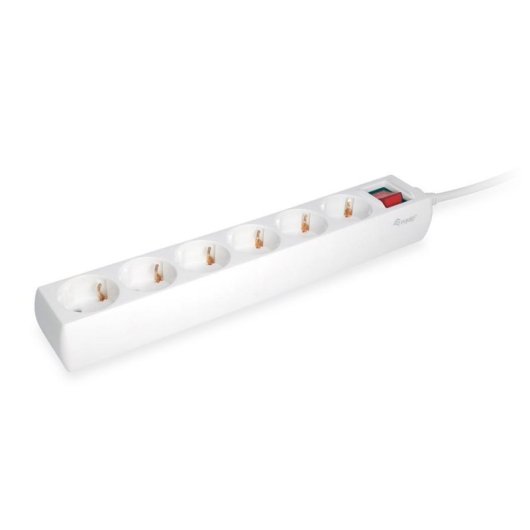 Regleta Equip 245552 6 Tomas con Interruptor Blanca y Cable 1,5 m