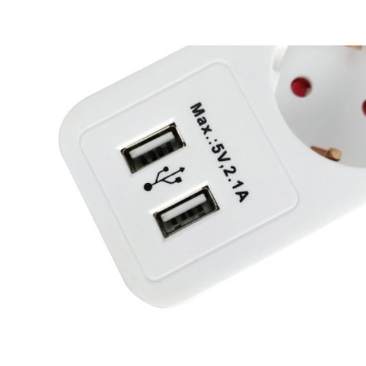 Equip Regleta de Alimentación 5 Tomas de Red con Interruptor + 2 Puertos USB Blanca
