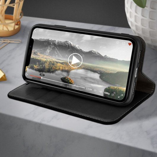 Avizar Funda de Piel Auténtica Negra para Apple iPhone 11 Pro