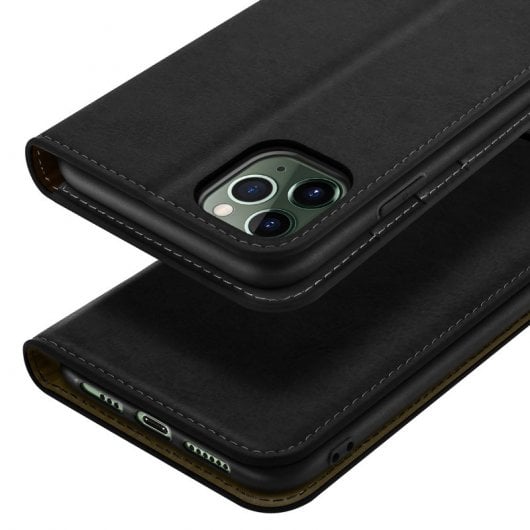 Avizar Funda de Piel Auténtica Negra para Apple iPhone 11 Pro