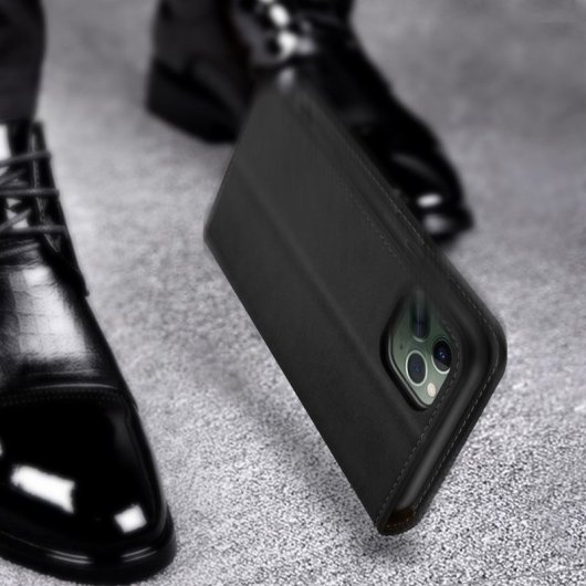 Avizar Funda de Piel Auténtica Negra para Apple iPhone 11 Pro