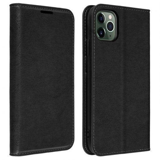 Avizar Funda de Piel Auténtica Negra para Apple iPhone 11 Pro