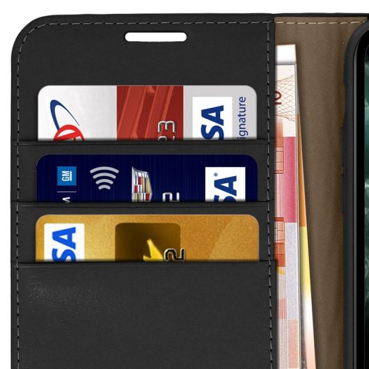 Avizar Funda de Piel Auténtica Negra para Apple iPhone 11 Pro