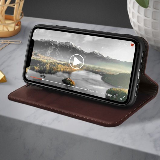 Avizar Capa Castanha de Pele Autêntica para Apple iPhone 11 Pro