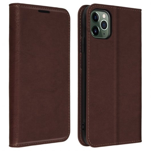 Avizar Capa Castanha de Pele Autêntica para Apple iPhone 11 Pro