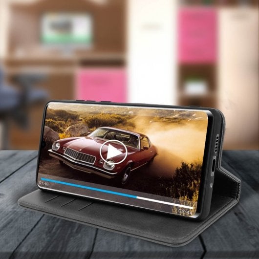 Custodia a portafoglio Avizar con funzione supporto nera per Huawei P30 Pro