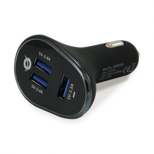 Conceptronic Cargador de Coche 3xUSB 2.4A Negro