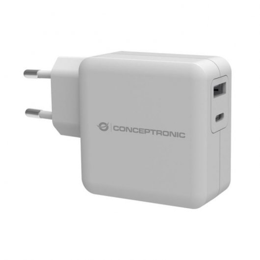 Conceptronic Cargador de Pared USB + USB-C 3A Blanco