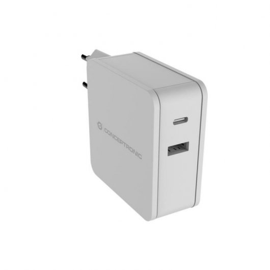 Conceptronic Cargador de Pared Carga Rápida USB + USB-C 3A Blanco