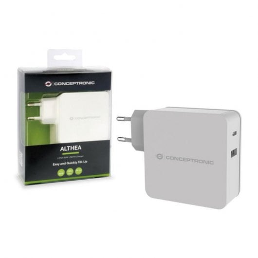 Conceptronic Cargador de Pared Carga Rápida USB + USB-C 3A Blanco