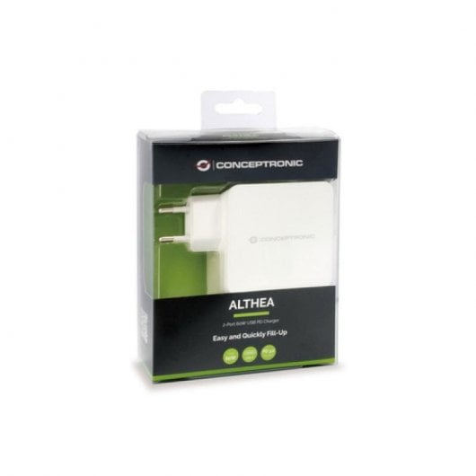 Conceptronic Cargador de Pared Carga Rápida USB + USB-C 3A Blanco