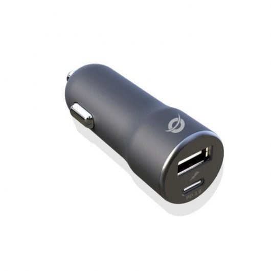 Conceptronic Cargador de Coche USB + USB-C 2.4A Negro