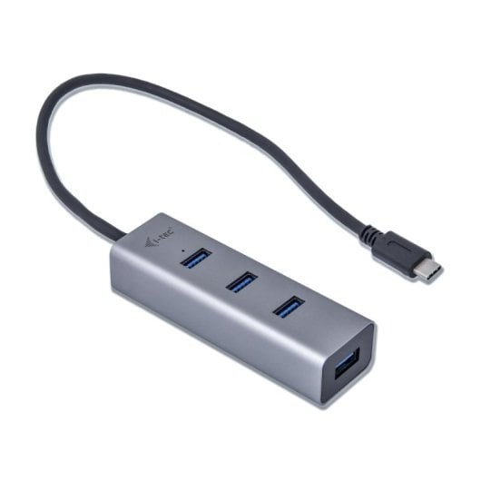 Hub USB-C i-Tec 4 Puertos USB 3.0, Gris, 5Gbps, Compatible Thunderbolt 3 y OTG