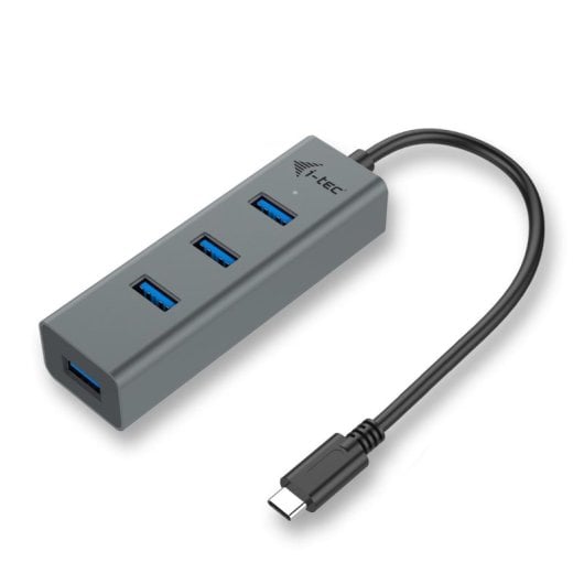 Hub USB-C i-Tec 4 Puertos USB 3.0, Gris, 5Gbps, Compatible Thunderbolt 3 y OTG