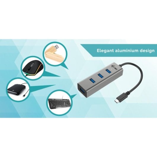 Hub USB-C i-Tec 4 Puertos USB 3.0, Gris, 5Gbps, Compatible Thunderbolt 3 y OTG