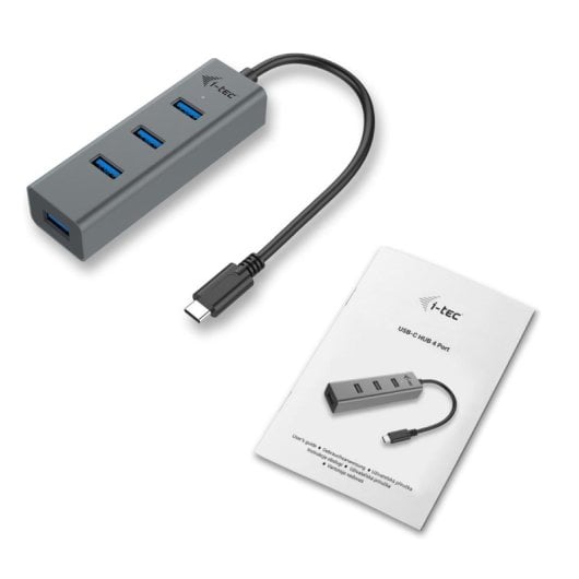 Hub USB-C i-Tec 4 Puertos USB 3.0, Gris, 5Gbps, Compatible Thunderbolt 3 y OTG