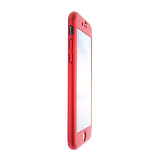 Quick Media Funda 2 en 1 Roja + Cristal Templado para iPhone 7/8