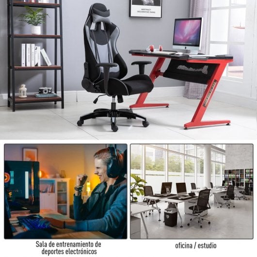 Vinsetto Cadeira Gaming Cinzenta/Preta