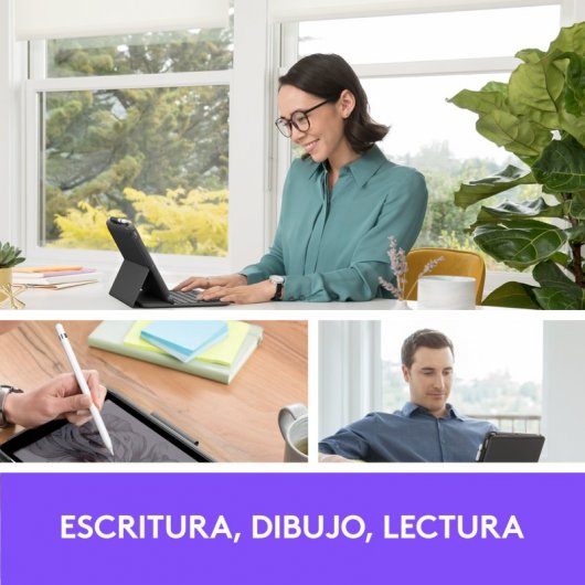 Logitech Slim Folio Funda con Teclado Bluetooth Gris para iPad 2019 10.2"