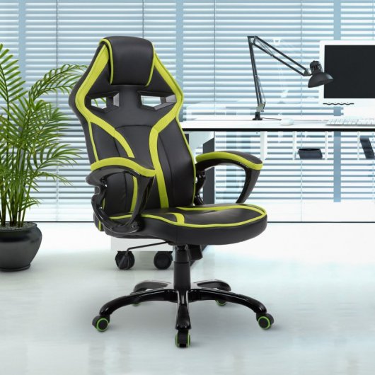 HomCom Silla Gaming Negro/Verde
