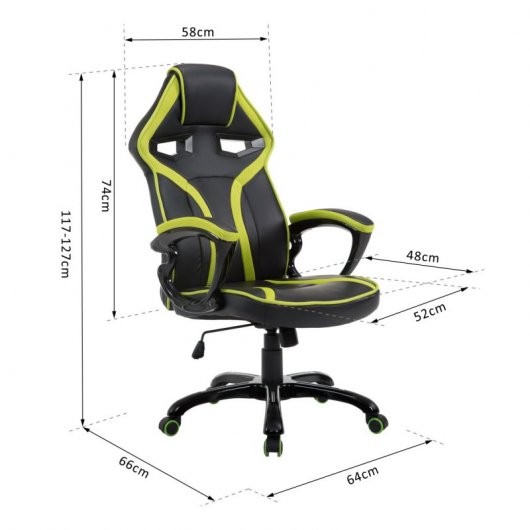 HomCom Silla Gaming Negro/Verde