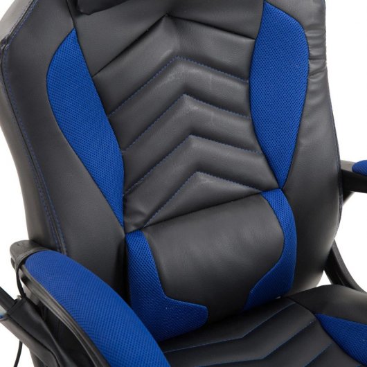 HomCom Cadeira Gaming com Aquecimento e Massagem Azul/Preta