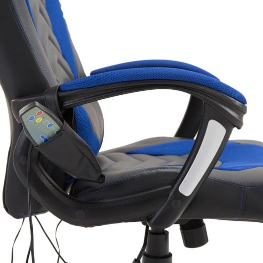 HomCom Cadeira Gaming com Aquecimento e Massagem Azul/Preta