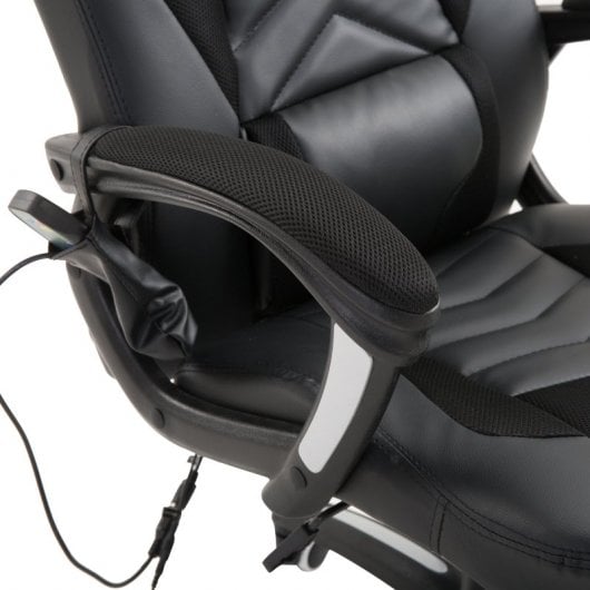 HomCom Cadeira Gaming com Aquecimento e Massagem Preta