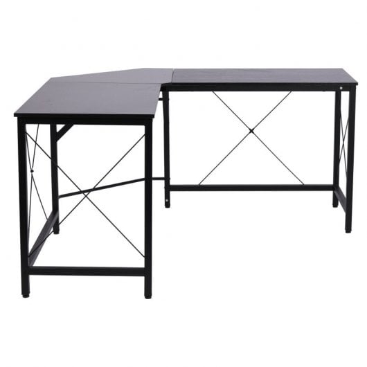 HomCom Escritorio en Forma de L con Marco de Acero 150x150x76 cm Negro