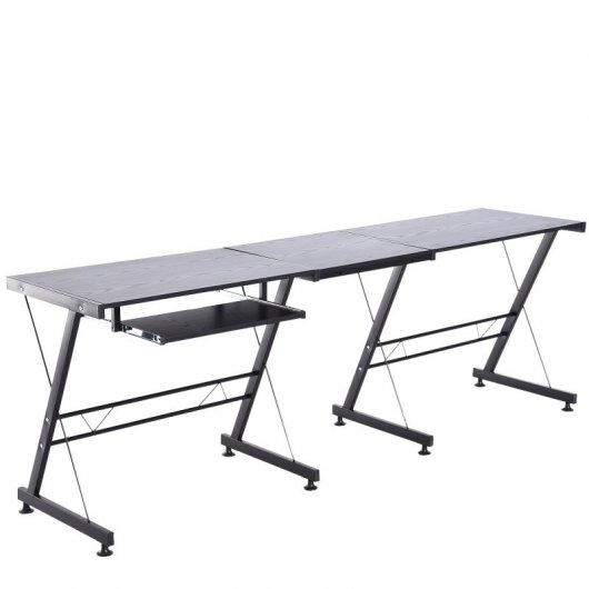 HomCom Mesa Modulable de Oficina 130x130x74cm Negra