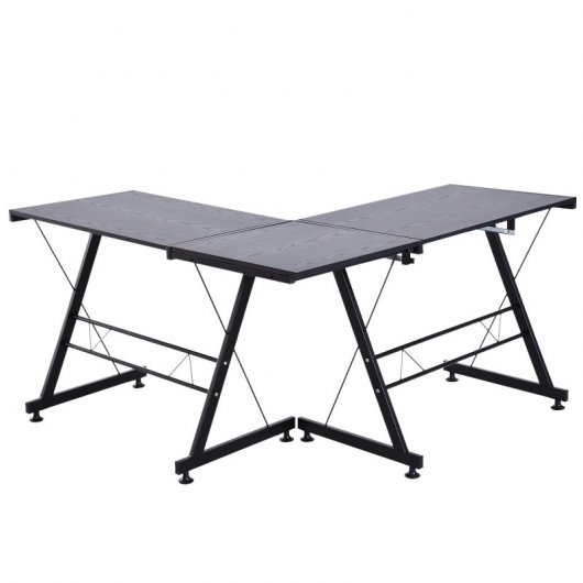 HomCom Mesa Modulable de Oficina 130x130x74cm Negra