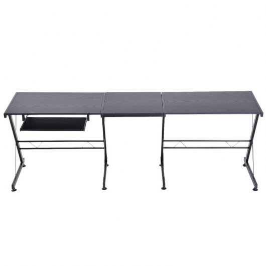 HomCom Mesa Modulable de Oficina 130x130x74cm Negra