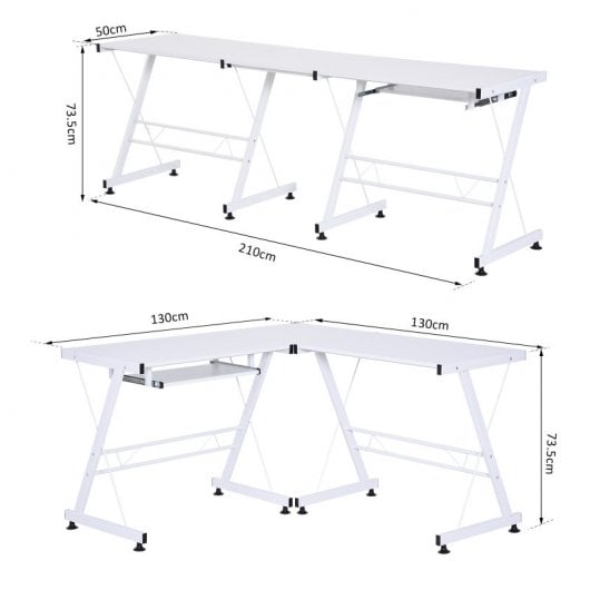 HomCom Mesa Modular para Escritório 130x130x74cm Branca